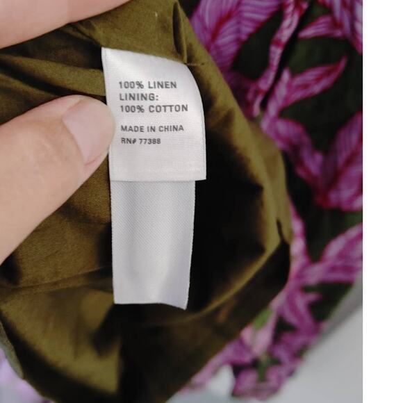 ELIOT Madewell Maxi Halter Dress 100% Linen Leaves Olive NWT Damaged - Picture 7 of 7